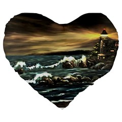  bridget s Lighthouse   By Ave Hurley Of Artrevu   Large 19  Premium Heart Shape Cushion by ArtRave2