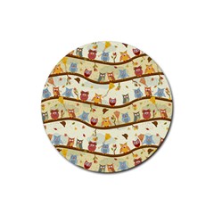 Autumn Owls Drink Coaster (round)