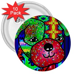 Pug 3  Button (10 Pack) by Siebenhuehner