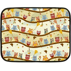 Autumn Owls Mini Fleece Blanket (single Sided)