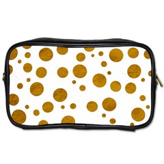 Tan Polka Dots Travel Toiletry Bag (two Sides)