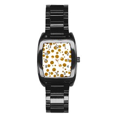 Tan Polka Dots Stainless Steel Barrel Watch by Colorfulart23