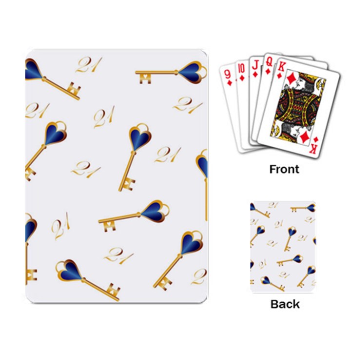 21st Birthday Keys Background Playing Cards Single Design