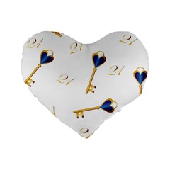 21st Birthday Keys Background 16  Premium Heart Shape Cushion  by Colorfulart23