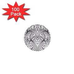 Drawing Floral Doodle 1 1  Mini Button (100 Pack) by MedusArt