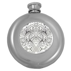 Drawing Floral Doodle 1 Hip Flask (round) by MedusArt