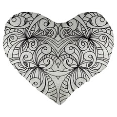 Drawing Floral Doodle 1 19  Premium Heart Shape Cushion by MedusArt