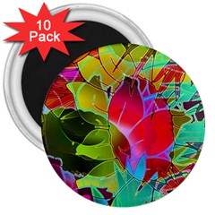 Floral Abstract 1 3  Button Magnet (10 Pack) by MedusArt