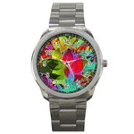 Floral Abstract 1 Sport Metal Watch Front