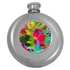 Floral Abstract 1 Hip Flask (round) by MedusArt