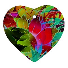 Floral Abstract 1 Heart Ornament (two Sides) by MedusArt