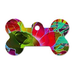 Floral Abstract 1 Dog Tag Bone (one Sided) by MedusArt