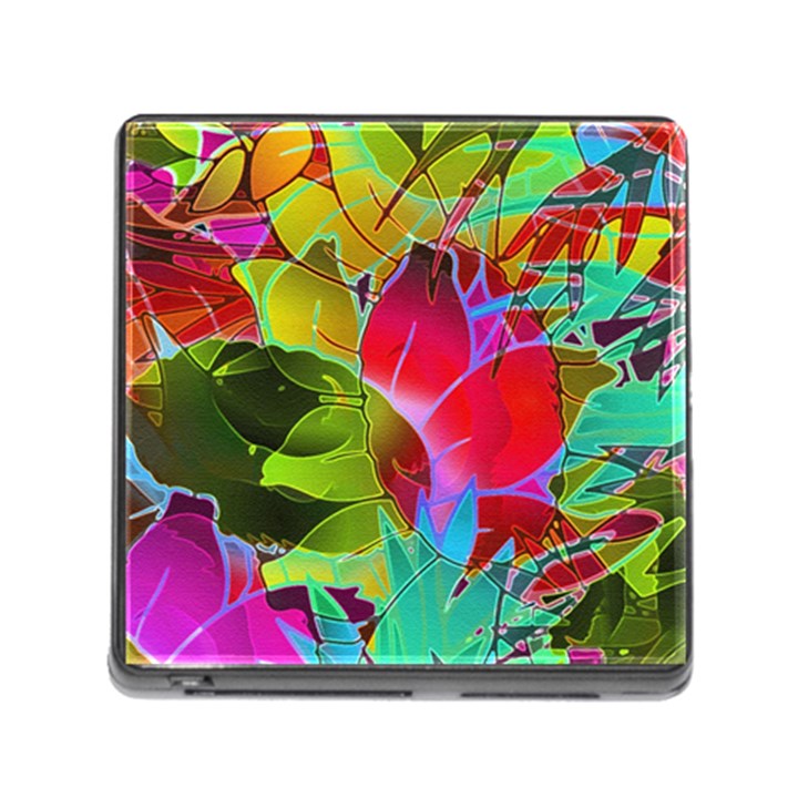 Floral Abstract 1 Memory Card Reader with Storage (Square)