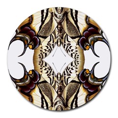 Butterfly Art Ivory&brown 8  Mouse Pad (round) by BrilliantArtDesigns