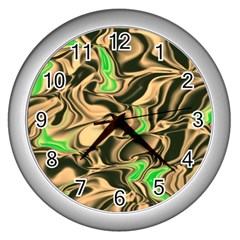 Retro Swirl Wall Clock (silver) by Colorfulart23