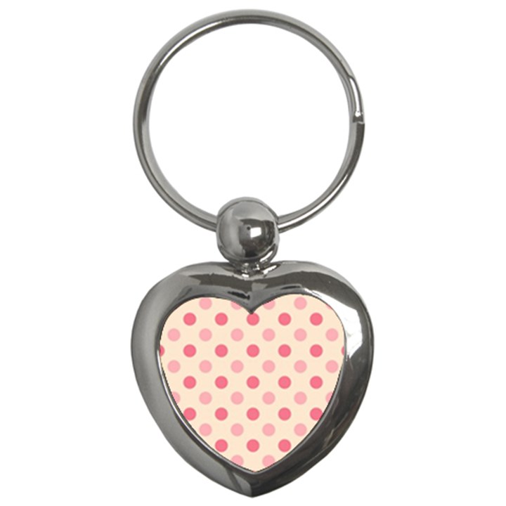 Pale Pink Polka Dots Key Chain (Heart)