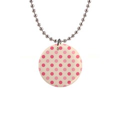 Pale Pink Polka Dots Button Necklace by Colorfulart23