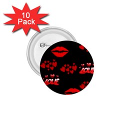 Red Hearts And Lips 1 75  Button (10 Pack)  by Colorfulart23