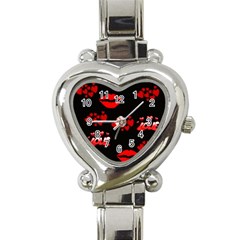 Love Red Hearts Love Flowers Art Heart Italian Charm Watch  by Colorfulart23