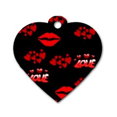 Love Red Hearts Love Flowers Art Dog Tag Heart (one Sided) 