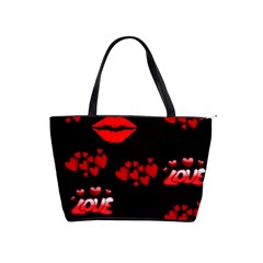 Love Red Hearts Love Flowers Art Large Shoulder Bag by Colorfulart23
