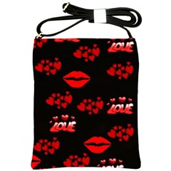 Love Red Hearts Love Flowers Art Shoulder Sling Bag by Colorfulart23