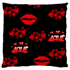 Love Red Hearts Love Flowers Art Large Cushion Case (two Sided)  by Colorfulart23