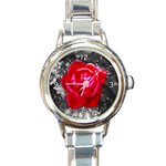 Red Rose Round Italian Charm Watch Front