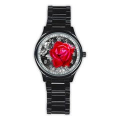 Red Rose Sport Metal Watch (black)