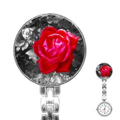 Red Rose Stainless Steel Nurses Watch by jotodesign