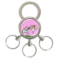 Unicorn And Fairy In A Grass Field And Sparkles 3-ring Key Chain by goldenjackal