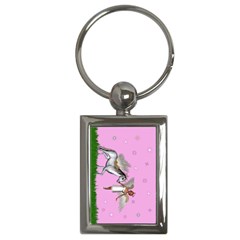 Unicorn And Fairy In A Grass Field And Sparkles Key Chain (rectangle) by goldenjackal