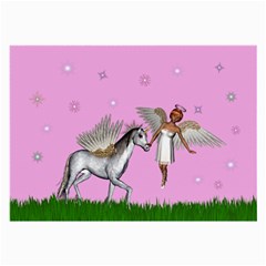 Unicorn And Fairy In A Grass Field And Sparkles Glasses Cloth (large, Two Sided) by goldenjackal