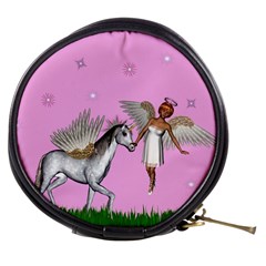 Unicorn And Fairy In A Grass Field And Sparkles Mini Makeup Case by goldenjackal