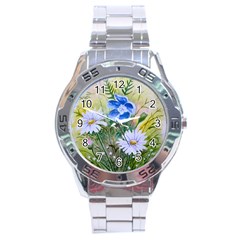 Meadow Flowers Stainless Steel Watch by ArtByThree