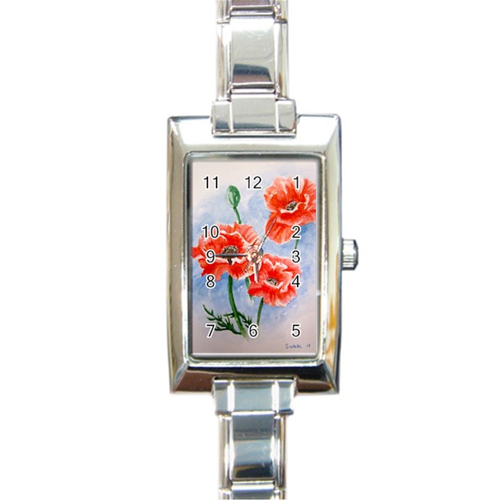 Poppies Rectangular Italian Charm Watch