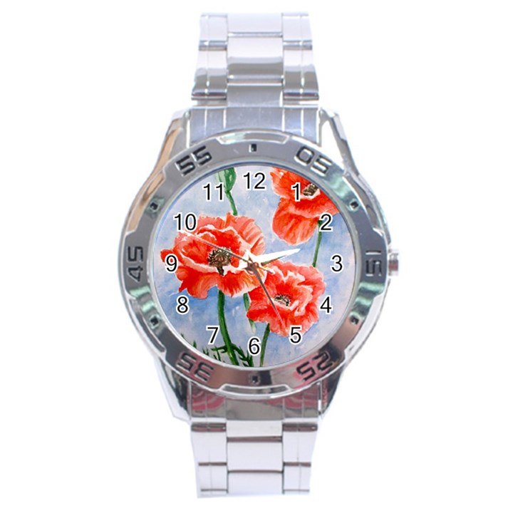 Poppies Stainless Steel Watch