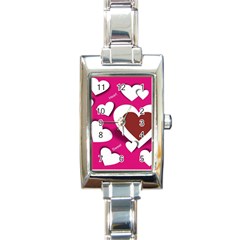 Valentine Hearts  Rectangular Italian Charm Watch by Colorfulart23