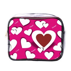 Valentine Hearts  Mini Travel Toiletry Bag (one Side) by Colorfulart23