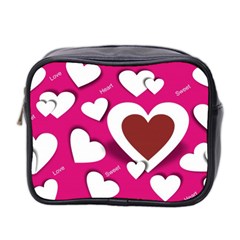 Valentine Hearts  Mini Travel Toiletry Bag (two Sides) by Colorfulart23