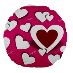 Valentine Hearts  18  Premium Round Cushion  by Colorfulart23