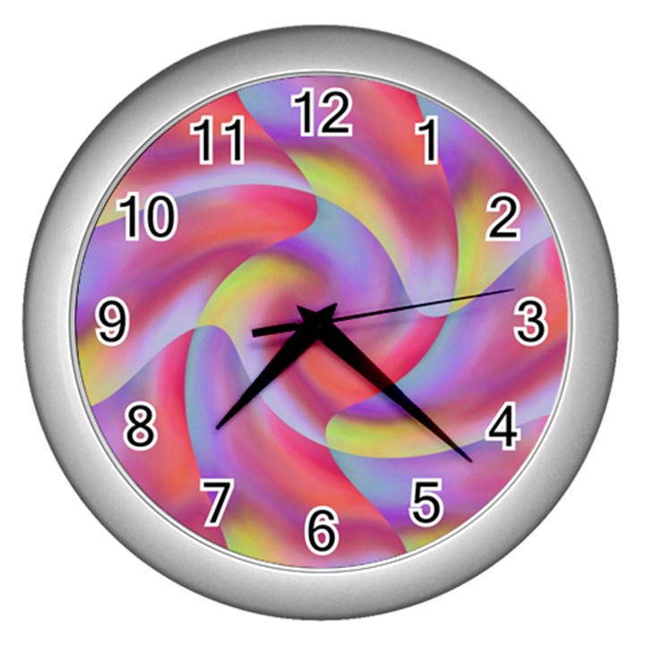 Colored Swirls Wall Clock (Silver)