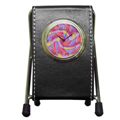 Colored Swirls Stationery Holder Clock by Colorfulart23