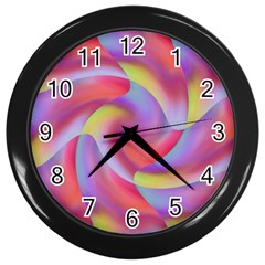 Colored Swirls Wall Clock (black) by Colorfulart23