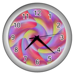 Colored Swirls Wall Clock (silver) by Colorfulart23