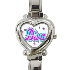  Pink Diva Heart Italian Charm Watch 