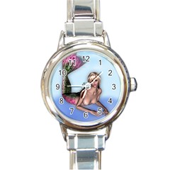 Mermaid On The Beach Round Italian Charm Watch