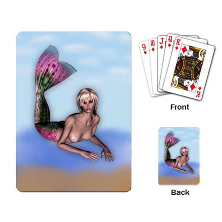 Mermaid on the beach Playing Cards Single Design