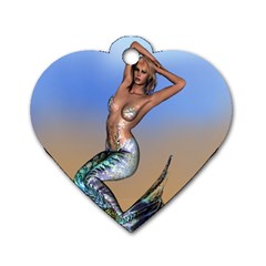 Sexy Mermaid On Beach Dog Tag Heart (one Sided)  by goldenjackal