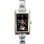 Miss Bunny In Red Lingerie Rectangular Italian Charm Watch Front